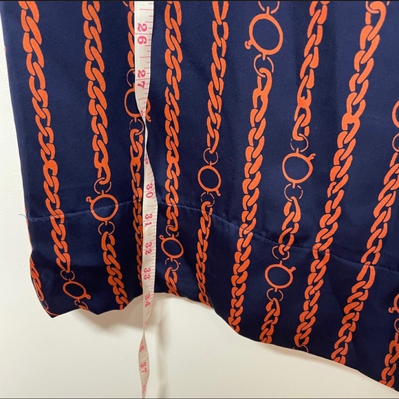 Shoshanna Silk Chain Print Shift Dress Navy Sz 8 - Picture 4 of 4